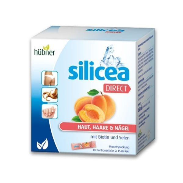 Hubner Original Silicea Direct Apricot Dietary Supplement for Health Skin-Hair-Nails 30 sachets x 15 ml