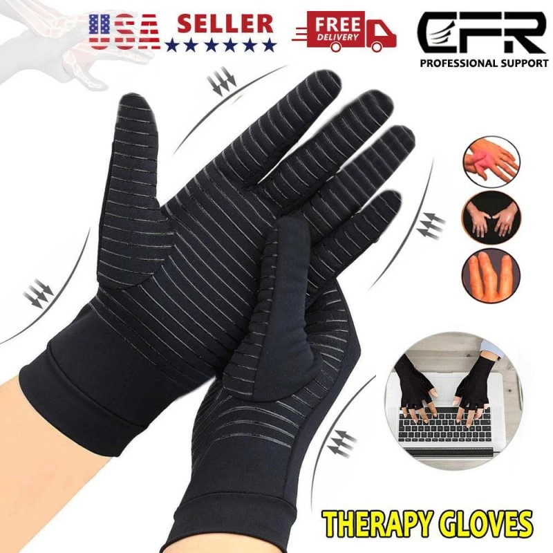 CFR Copper Compression Arthritis Gloves Finger Carpal Tunnel Typing Support