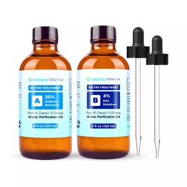 Wellness Botanica 2 Pack Water Treatment Drops 4oz  (Part A & B Kit in Glass) - Wellness Botanica - 22.4% + HCl 4%