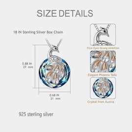 AOBOCO Phoenix Necklace Made with Crystals from Austria Sterling Silve 925 Phoenix Jewelry Gift for Women Wife Christmas Pendant Necklace