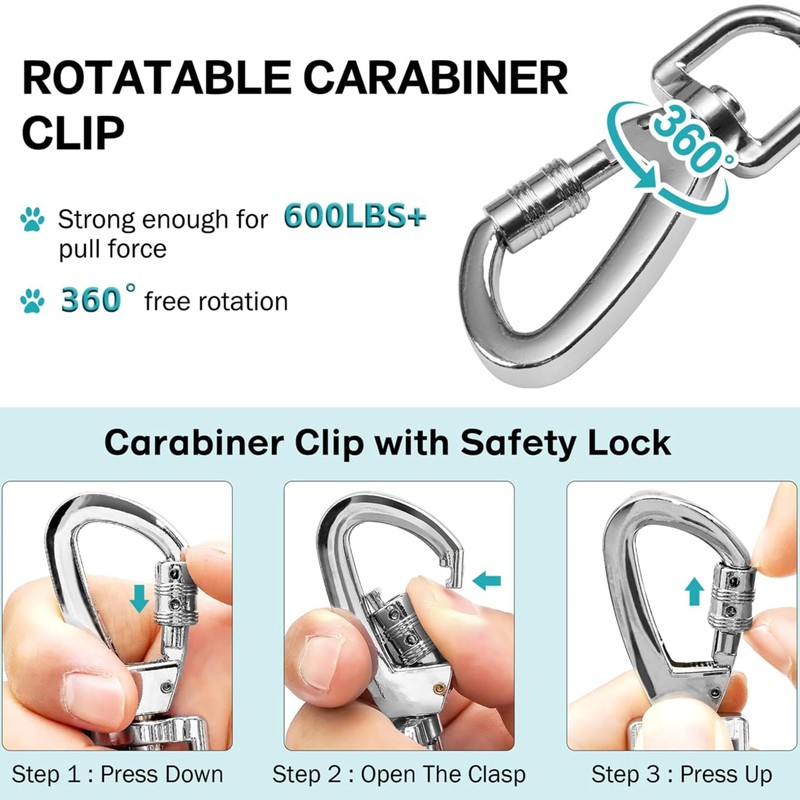 ZENGSUSU Multifunctional Reflective Dog Tie Out Cable 60ft for Camping