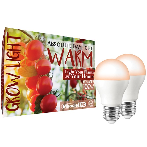 MiracleLED 604593 (2-Pack) Grow Light, 2 Count (Pack of 1), Warm Glow