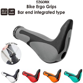 GORIX Bike Ergo Grips Bar End Cycle Lock On Handlebar Mountain Bicycle MTB (GX-849AD3-L1-G2) (Red×Black)
