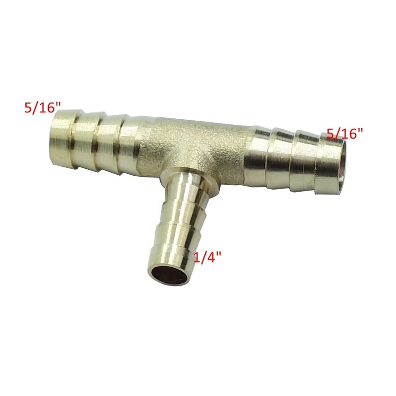 HongBoW Hardware Brass Hose Barbed Reducing Tee Fitting T Barb