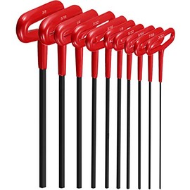 Honoson 10 Pieces T-handle Hex Key Set 9 Inch Long Hex Key Kit Sizes 3/32, 7/64, 1/8, 9/64, 5/32, 3/16, 7/32, 1/4, 5/16, 3/8 Inches(Red)