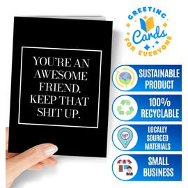 Funny card for friend | Original and joke friendship card for Birthday, Retirement, Graduation, Valentine's Day, Christmas. | Awesome and fun bff for woman or man