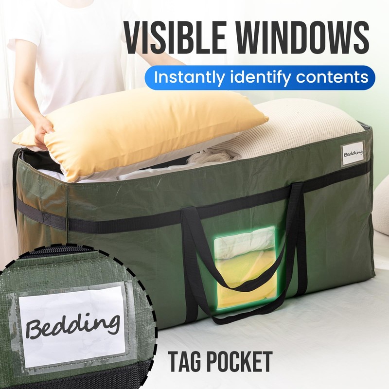 TAILI 69 Gallon Extra Large Storage Bags, XXL Green Heavy