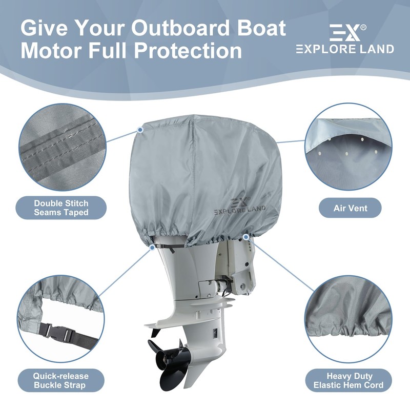 Explore Land Outboard Motor Cover - Waterproof 600D Heavy Duty