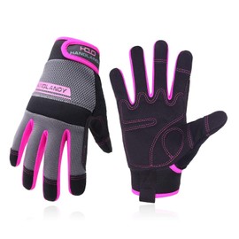 Women Utility Work Gloves, UltraLight Safety Work Gloves with Extensive Palm Protection, Mechanic Gardening Construction DIY Work Gloves with Touchscreen indoors & outdoors (Medium, Pink)