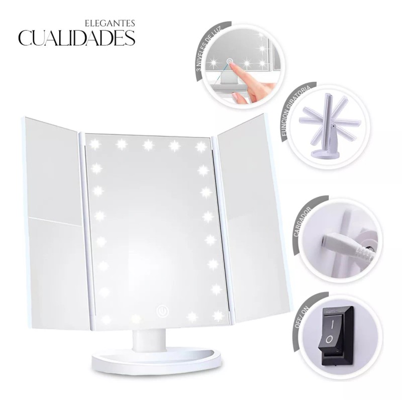 Shendy Vendy Espejo De Maquillaje Led Con Pantalla Táctil Rotacion