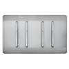 Trendi Artistic Modern Glossy 4 Gang 2 Way Stainless Steel Rocker Double Plate Tactile Light Switch