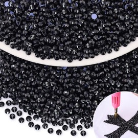 2500Pcs Hotfix Rhinestones for Clothing, Black SS16 Iron On Flatback Glass Gems, Bedazzler Crystals Rhinestones for Crafting Clothes Hats Shoes Fabric Bedazzling Decor Nail Art