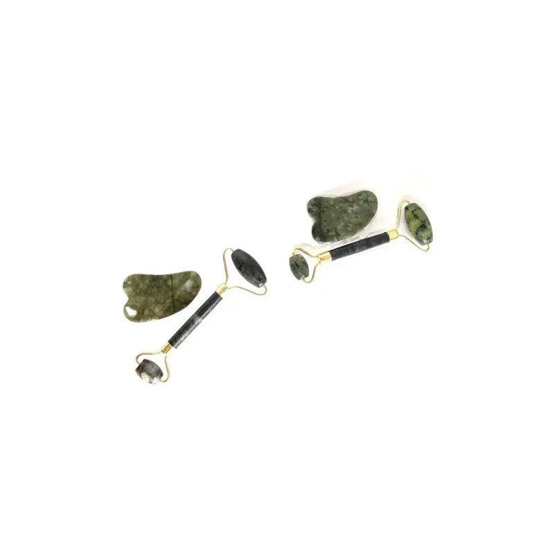 Rodillo y Gua Sha de Jade para Masaje Facial, Tonifica