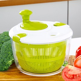 SANON 5 L Salad Spinner, Kitchen Aid Salad Dryer for Washing and Drying Salad, Salad Spinner Small for Right and Left-Handed Handers, Salad Bowl for Serving, 25 x 16 cm