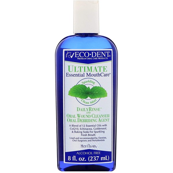 Eco-Dent Ultimate Essential MouthCare, Daily Rinse & Oral Wound Cleanser, Sparkling Clean Mint, 8 fl oz (237 ml)