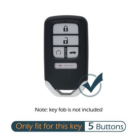 GFDesign 2Pcs Silicone 5 Buttons Key Fob Cover Remote Case Keyless Protector Compatible with Honda Accord Civic CR-V CRV Insight Pilot (Black)