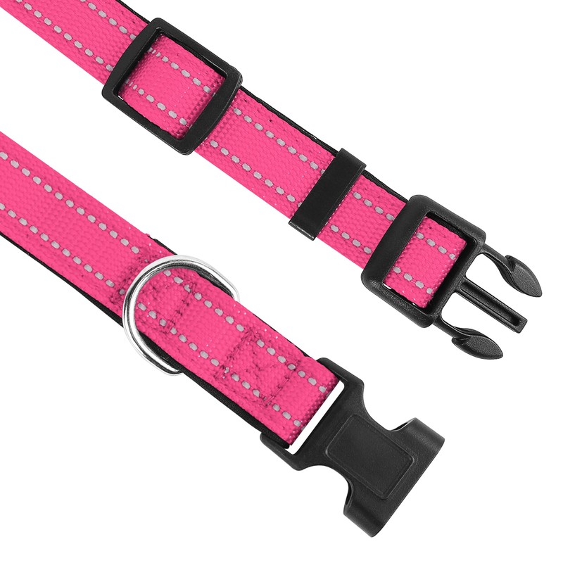 PWOD Reflective Dog Collar, Adjustable Soft Neoprene Padded Nylon Pet