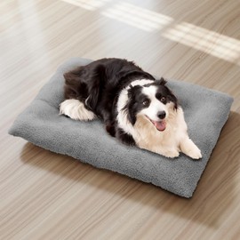 Athena Collection Dog Bed Medium Size Dog, 35 Inches Washable Dog Crate Bed for Medium Dogs Cats Pets, Faux Fir Calming Crate Pad Warming Cozy Soft, Grey