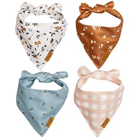 Remy+Roo Bandanas para perro – Paquete de 4 | Emily Set | Tela duradera de alta calidad | Forma única | Ajuste ajustable | Múltiples tamaños ofrecidos (XL)