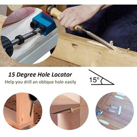 JUTOSU Drill Guide, Pocket Hole Jig, 15 Degree Angle, Woodworking Oblique Hole Locator Set, 6/8/10mm, Drill Bit with Puncher, Drilling, Woodworking Guide, Beveled Hole Positioner, Aluminum Alloy, Woodworking Tool, Step Drill Bit, Adjustable, Wooden Work 