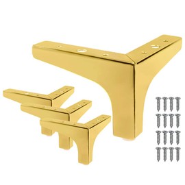 Seimneire 4pcs 4 Inch Furniture Legs, Modern Style Furniture Sofa Legs Metal Luxury Gold Triangle Feet for Table Cupboard Sofa Couch Chair