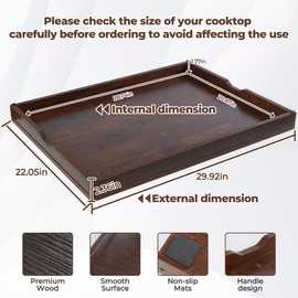 WOLKI Noodle Board Stove Covers for Gas Burners, 30"L x 22"W x 2.4"Th Heavyweight Stove Top Covers for Electric Stove, Buil-in Handles, RV Stove Cover, Wooden Serving Tray, Walnut