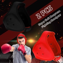 Jerify 2 Pcs Wrestling Headgear for Kids Youth Soft Grappling Headgear Wrestling Adjustable Wrestling Ear Guard Protective(Black,Red)