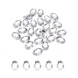 MECCANIXITY 25Pcs Acrylic Oval Gems 18x25 mm Flat Back Artificial Rhinestones for DIY Crafts Bead Wedding Party Face Painting Jewelry Making White