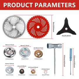 Steel Trimmer Head,10" x 3 Teeth Carbon Steel Brush Cutter Blades,10" x 80T Carbide Tip Brush Cutter Trimmer Blades & 9" x 36 Teeth Carbide Tipped Blades,Weed Lawn Trimmer Tools,Weedeater Heads