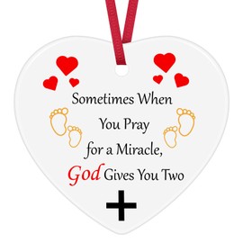 Twin Mum Gift Ornament Keepsake Sign Heart Decor Gift for Mum of Twins Mother of Twins Gift New Twin Mum Gift Birthday Christmas Ornament for Twin Mum