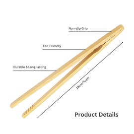 Treasure 2pcs Bamboo Toast Tongs, Reusable Bamboo Kitchen Tongs, Bamboo Tong for Cooking, Heat Resistant Tongs, Wooden Tongs with Anti-Slip Design, Kitchen Tongs 7Inch, The Best Wooden Tongs