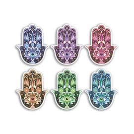 6 x 5cm Hamsa Hand Vinyl Stickers - Religion Spiritual All Seeing Luggage Men Women Boys Girls Design Small Decal Laptop Scrapbooking #19370