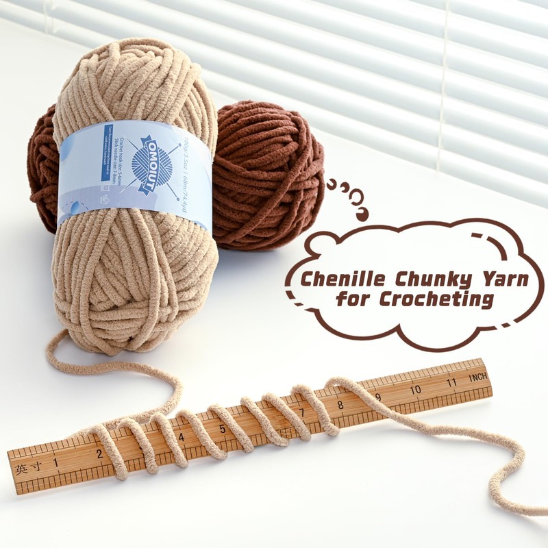 Chunky Chenille Yarn for Crocheting，Baby Yarn for Crocheting Soft Blankets，Bulky