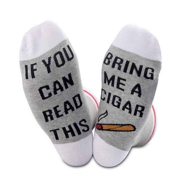 TSOTMO 2 Pairs Cigar Gift Novelty Socks For Cigar Lover If You Can Read This Bring Me A Cigar Novelty Socks for Men,Women