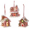 RAZ Imports Set of 3 Hanging Lighted Gingerbread Claydough House