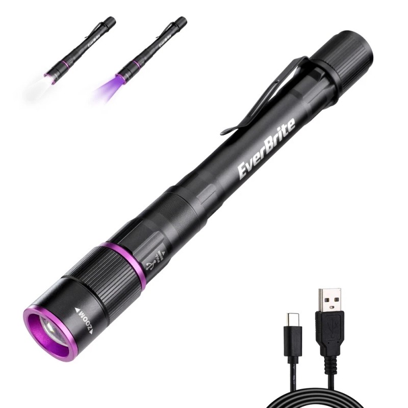 EverBrite Rechargeable Pen Flashlight with UV Light and White Light