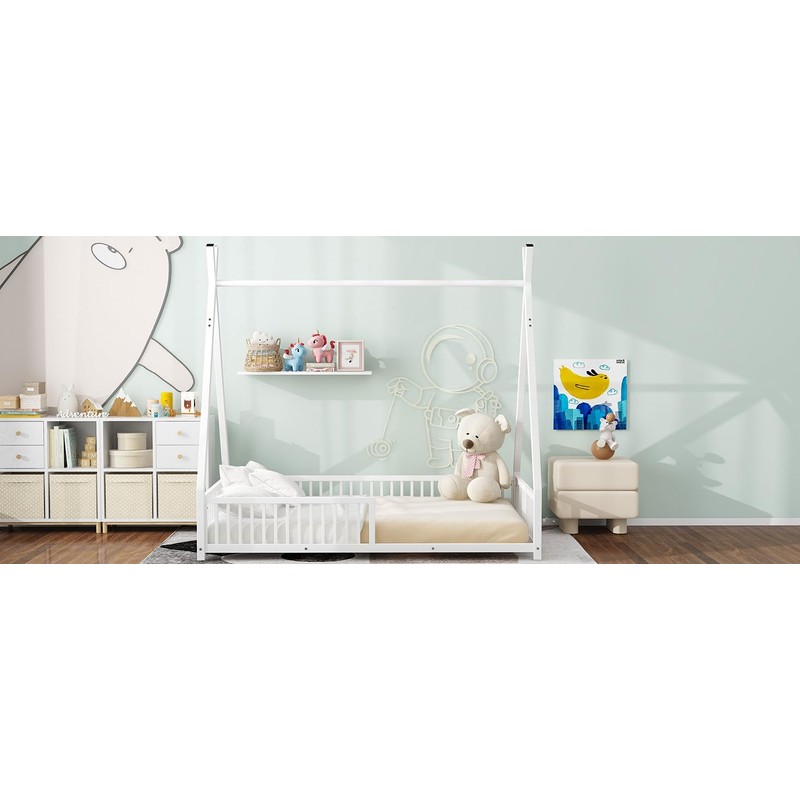 Harper & Bright Designs Metal Twin Size House Platform Bed