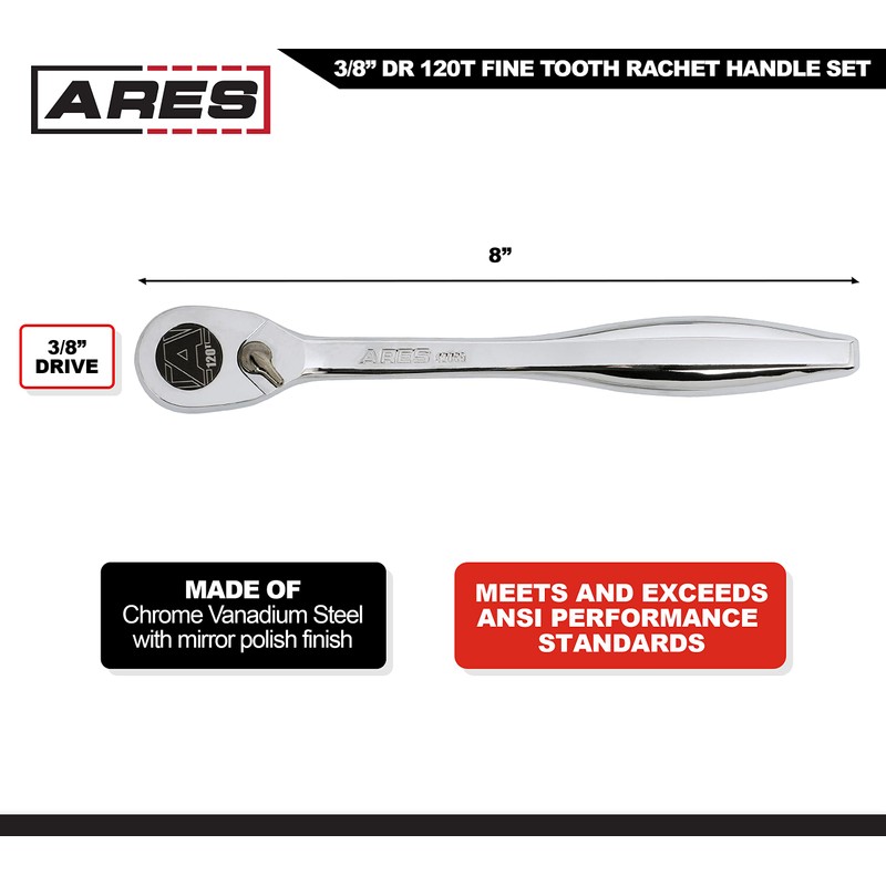 ARES 42069 – 3/8-Inch Drive 120 Tooth Ratchet – 3