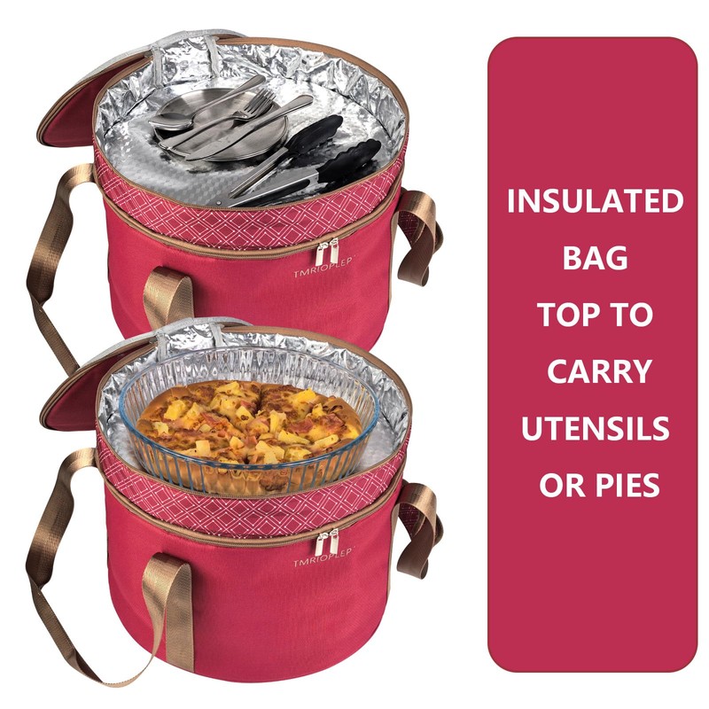 2 Pack Pie Carrier with Lids and Handles, Loadable Cupcake