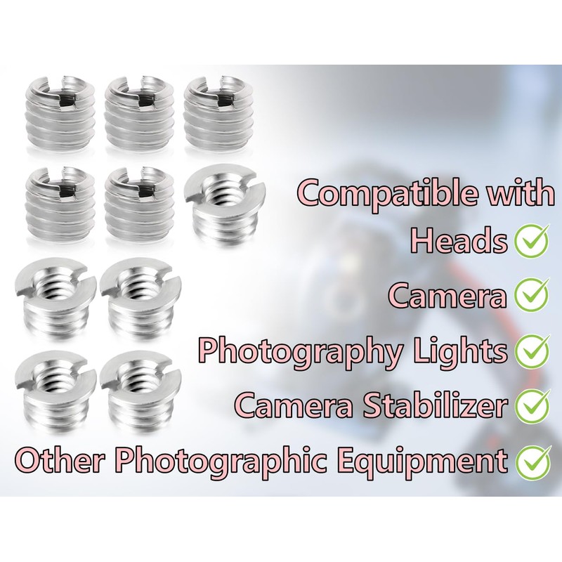 Lhbwhiz Pack of 10 "1/4" to 3/8" Convert Screw Adapters,