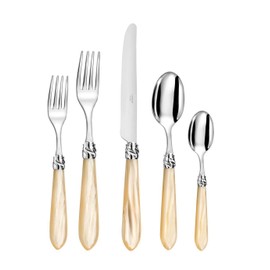 Capdeco Diana Pearl 5-Piece Place Setting Luxury Stainless-Steel & Acrylic Handle Flatware