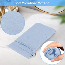 Fintie Double Eyeglasses Pouch with Carrying Strap, Portable Squeeze Top Microfiber Soft Glasses Case Sunglass Pouch, Blue