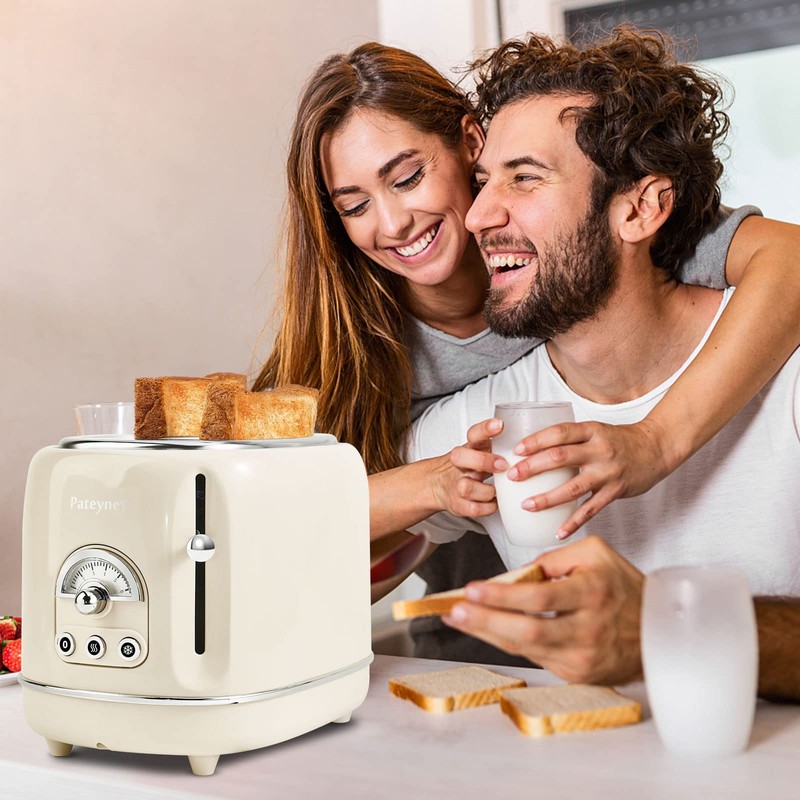 Pateyney Retro Stainless Steel Toaster - 2 Slice, Extra-Wide Slot,