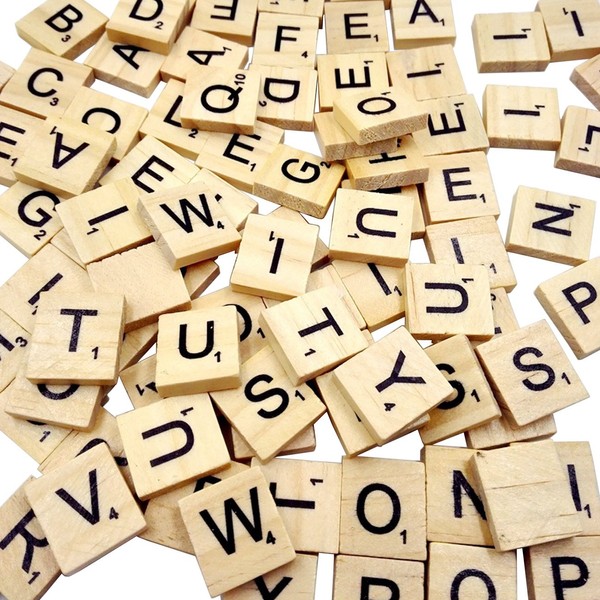 Sunnyglade 1000PCS Wood Letter Tiles/Wooden Scrabble Tiles A-Z Capital Letters for Crafts, Pendants, Spelling (1000PCS)