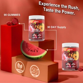 WellBoost Creatine Volt 90 Gummies – Creatine, Caffeine, L-Citrulline, Cranberry Extract, Watermelon Extract – Vegan, Sugar-Free, Watermelon Flavour – Energy, Endurance, Lean Muscle – 1 Month Supply