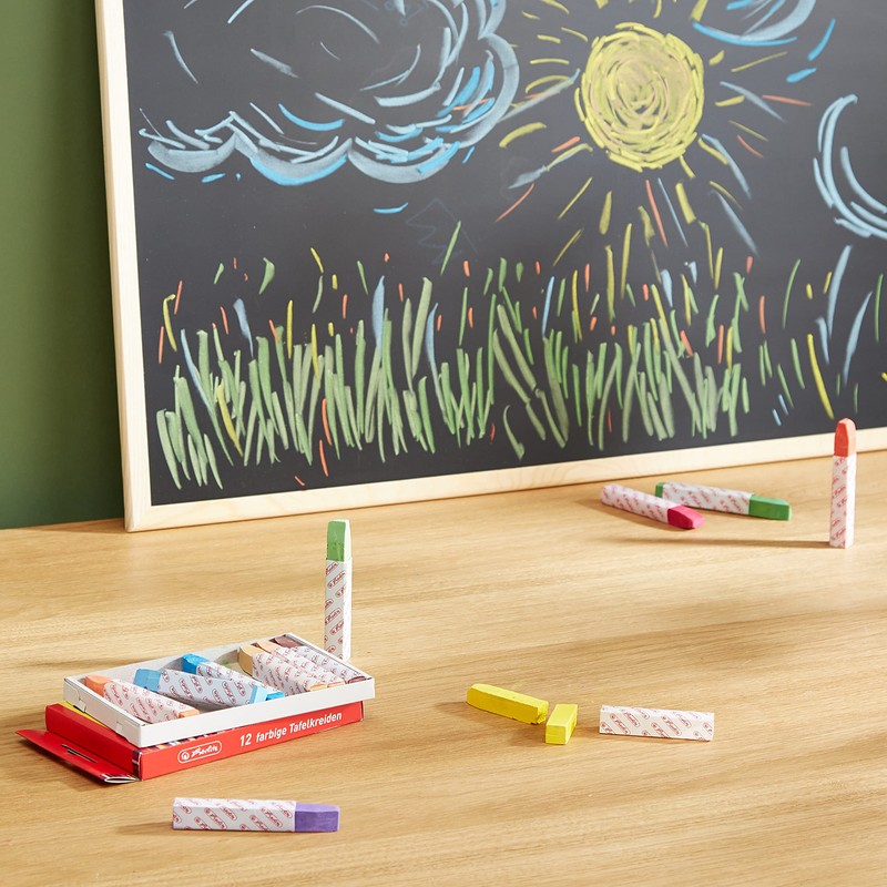 Herlitz Chalk, 12 Pieces in Hanging Pack, Assorted Colours