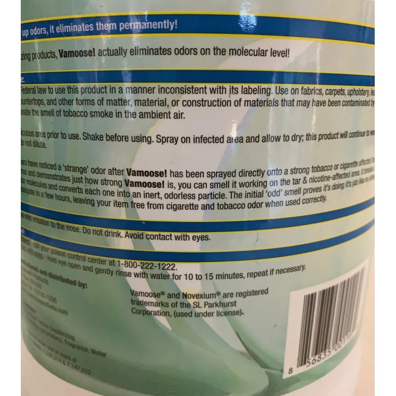 Vamoose! Smoke Odor Remover, Fragrance Free, Gallon