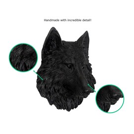 Wall Charmers Mini Black Faux Wolf Head Wall Hanging - 9" Faux Taxidermy Animal Head Wall Decor - Handmade Farmhouse Decor