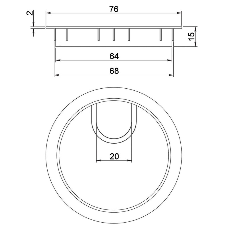 König Hellern Metal Cable Grommet Diameter 68 mm Black Chrome-Plated