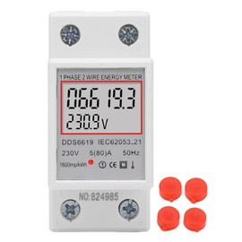 LCD Digital Electricity Meter Single Phase 2 Pin DIN Rail Electricity Meter 5A  AC